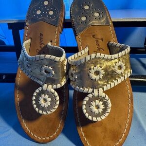Jack Rogers Gold and White Sandals